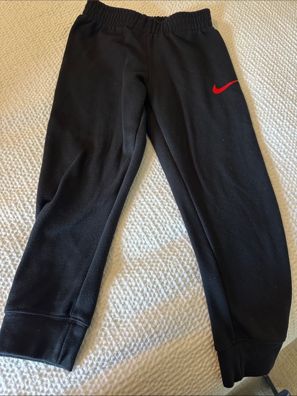 Nike Kids Black Jogger Sweatpants with Red Swoosh
